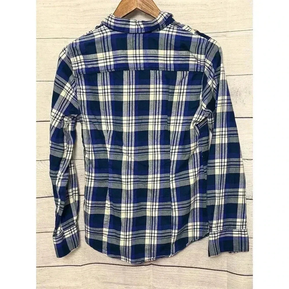 J. Crew Women's Plaid Flannel Button-Up Shirt Blue Size Small. Casual Warm - Picture 4 of 6